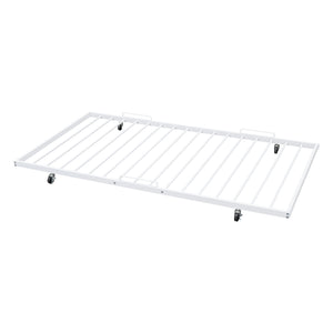 English Elm Full XL Over Queen Metal Bunk Bed with Twin Trundle, Chrome-Finish Iron Frame, Sturdy Space-Saver White SF000026AAK