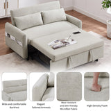 English Elm 55.1" Pull Out Sleep Sofa Bed Loveseats Sofa Couch With Adjsutable Backrest, Storage Pockets, 2 Soft Pillows, Usb Ports For Living Room, Bedroom, Apartment, Office, Beige (Old Sku Wf307821Aaa)