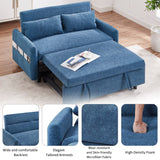 English Elm 55.1" Pull Out Sleep Sofa Bed Loveseats Sofa Couch With Adjsutable Backrest, Storage Pockets, 2 Soft Pillows, Usb Ports For Living Room, Bedroom, Apartment, Office, Blue (Old Sku Wf307821Aac)