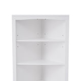 English Elm White Bathroom Storage Corner Cabinet With Adjustable Shelves and Doors, Multi-Functional Tall Storage Cabinet For Kitchen, Living Room Or Entryway, Mdf Board