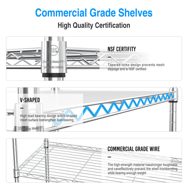 English Elm 5 Heavy-Duty Steel 5-Tier Shelving Unit for Home, Garage & Warehouse — Adjustable, Durable Storage Organizer Chrome W1550131997