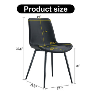 English Elm Black Pu Leather Dining Chairs Set of Six with Metal Legs Curved Cushioned Seats Black W1151126210