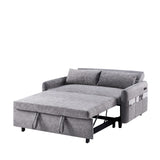 English Elm 55.1" Pull Out Sleep Sofa Bed Loveseats Sofa Couch With Adjsutable Backrest, Storage Pockets, 2 Soft Pillows, Usb Ports For Living Room, Bedroom, Apartment, Office,Grey (Old Sku Wf307821Aae)