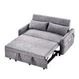 English Elm 55.1" Pull Out Sleep Sofa Bed Loveseats Sofa Couch With Adjsutable Backrest, Storage Pockets, 2 Soft Pillows, Usb Ports For Living Room, Bedroom, Apartment, Office,Grey (Old Sku:Wf315689Aae)