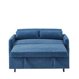 English Elm 55.1" Pull Out Sleep Sofa Bed Loveseats Sofa Couch With Adjsutable Backrest, Storage Pockets, 2 Soft Pillows, Usb Ports For Living Room, Bedroom, Apartment, Office, Blue (Old Sku Wf307821Aac)