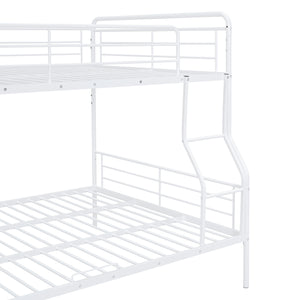 English Elm Full Full XL Over Queen Metal Bunk Bed with Chrome-Finish Iron Frame, Sturdy Space-Saving Design for Teens and Guests White SF000025AAK
