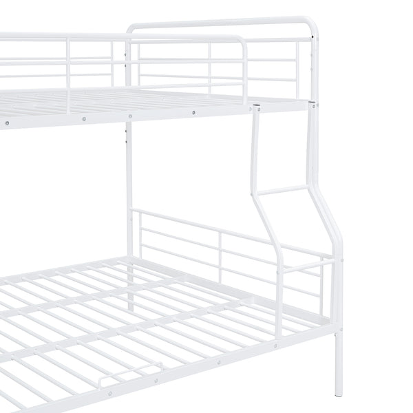 English Elm Full Full XL Over Queen Metal Bunk Bed with Chrome-Finish Iron Frame, Sturdy Space-Saving Design for Teens and Guests White SF000025AAK