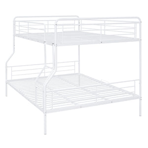 English Elm Full Full XL Over Queen Metal Bunk Bed with Chrome-Finish Iron Frame, Sturdy Space-Saving Design for Teens and Guests White SF000025AAK