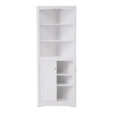 English Elm White Bathroom Storage Corner Cabinet With Adjustable Shelves and Doors, Multi-Functional Tall Storage Cabinet For Kitchen, Living Room Or Entryway, Mdf Board