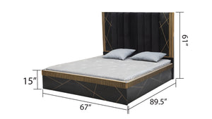 English Elm Modern 5Pc Queen Bedroom Set In Solid Mango Wood With Brass Accents For Stylish Storage & Durability B009S01021