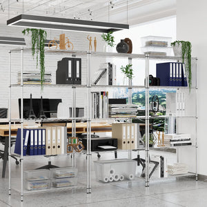 English Elm 5 Heavy-Duty Steel 5-Tier Shelving Unit for Home, Garage & Warehouse — Adjustable, Durable Storage Organizer Chrome W1550131997