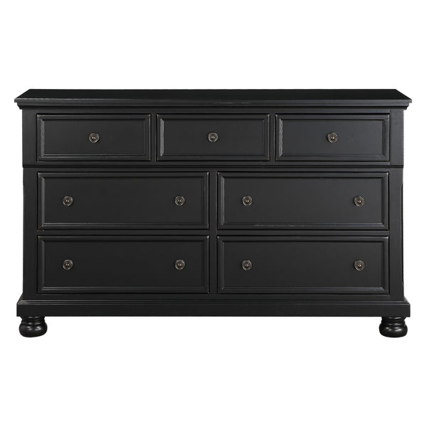 English Elm Transitional White Wood Dresser with Seven Dovetail Drawers and Hidden Jewelry Tray B011P143959