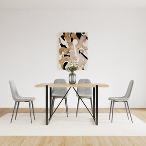 English Elm Dining Chairs Set Of 4 - Modern Spoon-Shaped Accent Chairs With Durable Black Metal Legs In Gray W2189131684