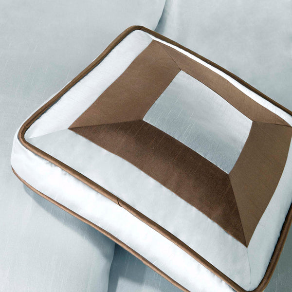 English Elm 7 Piece Comforter Set - Luxurious Light Blue & Taupe California King Bedding With Decorative Pillows B03596899