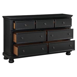 English Elm Transitional White Wood Dresser with Seven Dovetail Drawers and Hidden Jewelry Tray B011P143959