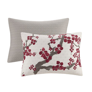 English Elm Duvet Natori Cherry Blossom 100% Cotton Sateen Mini Set Queen - Reversible Grey Percale, OEKO-TEX Certified B035129187