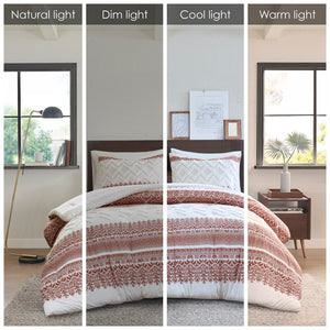 English Elm 3 Mila Cotton Comforter Set Auburn Chevron Chenille Tufting Full/Queen – Shabby Chic, OEKO-TEX Certified Comfort B035P148267