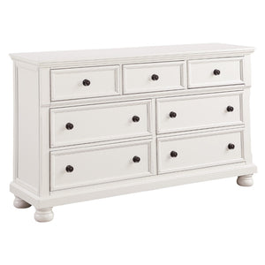English Elm Transitional White Wood Dresser with Seven Dovetail Drawers and Hidden Jewelry Tray B011P143960