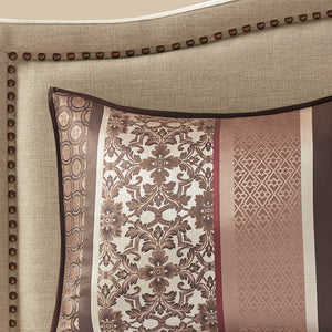 English Elm 7 Piece Comforter Set Red Queen - Luxurious Geometric Design With Decorative Pillows & Soft Touch B03597164