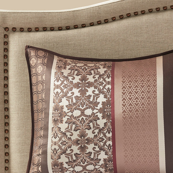 English Elm 7 Piece Comforter Set Red Queen - Luxurious Geometric Design With Decorative Pillows & Soft Touch B03597164