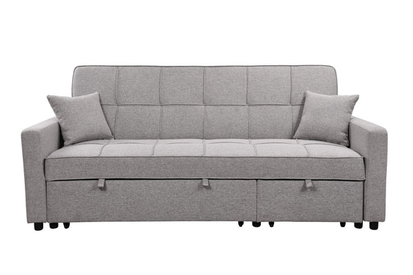 English Elm 83" Oversized Upholstered Sofa Bed with 3-Level Adjustable Backrest, Convertible 3-Seater Futon for Living Room Comfort and Sleep Light Gray W1417131916
