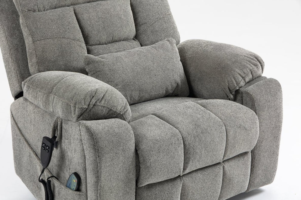 English Elm Old Age Velvet Power Lift Recliner with Dual Motors Massage Heating Flat Recline W547S00044