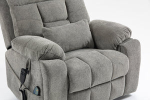 English Elm Old Age Velvet Power Lift Recliner with Dual Motors Massage Heating Flat Recline W547S00044