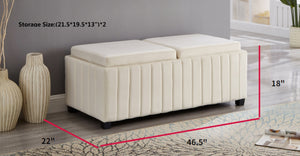 English Elm 45 Inch Velvet Storage Ottoman Bench with Tray Top for Living Room or Bedroom W2082130361