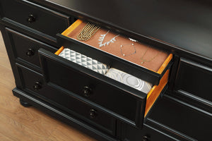 English Elm Transitional White Wood Dresser with Seven Dovetail Drawers and Hidden Jewelry Tray B011P143959