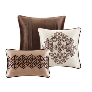 English Elm 7 Piece Comforter Set Red Queen - Luxurious Geometric Design With Decorative Pillows & Soft Touch B03597164