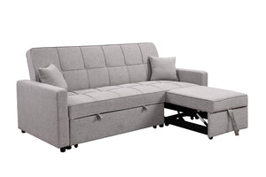 English Elm 83" Oversized Upholstered Sofa Bed with 3-Level Adjustable Backrest, Convertible 3-Seater Futon for Living Room Comfort and Sleep Light Gray W1417131916