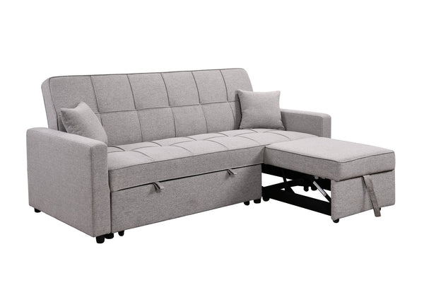 English Elm 83" Oversized Upholstered Sofa Bed with 3-Level Adjustable Backrest, Convertible 3-Seater Futon for Living Room Comfort and Sleep Light Gray W1417131916
