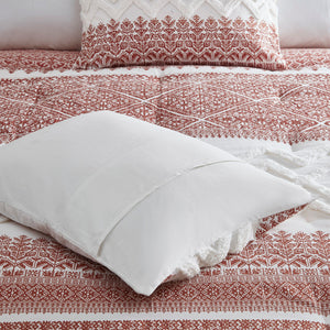 English Elm 3 Mila Cotton Comforter Set Auburn Chevron Chenille Tufting Full/Queen – Shabby Chic, OEKO-TEX Certified Comfort B035P148267