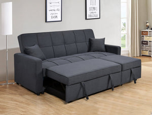 English Elm 83" Oversized Upholstered Sofa Bed with 3-Level Adjustable Backrest, Convertible 3-Seater Futon for Living Room Comfort and Sleep Dark Gray W1417131917