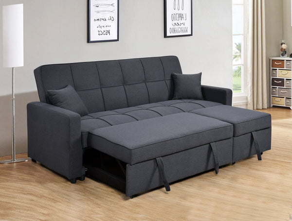 English Elm 83" Oversized Upholstered Sofa Bed with 3-Level Adjustable Backrest, Convertible 3-Seater Futon for Living Room Comfort and Sleep Dark Gray W1417131917