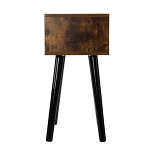 English Elm Set Sleek Two-Drawer Bedside Tables with Solid Wood Legs, Compact 16x12x28 in Storage for Bedroom Black W2181P144024