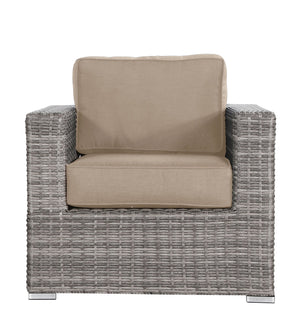 English Elm Fully Wicker Armchair with Sunbrella Cushions, Mixed Gray Patio Seat 300 lb Capacity, Ready-to-Use B120P143955