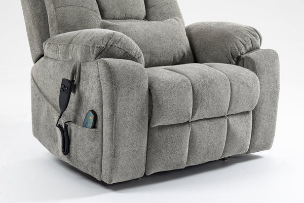 English Elm Old Age Velvet Power Lift Recliner with Dual Motors Massage Heating Flat Recline W547S00044