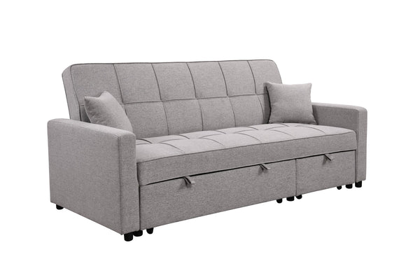 English Elm 83" Oversized Upholstered Sofa Bed with 3-Level Adjustable Backrest, Convertible 3-Seater Futon for Living Room Comfort and Sleep Light Gray W1417131916