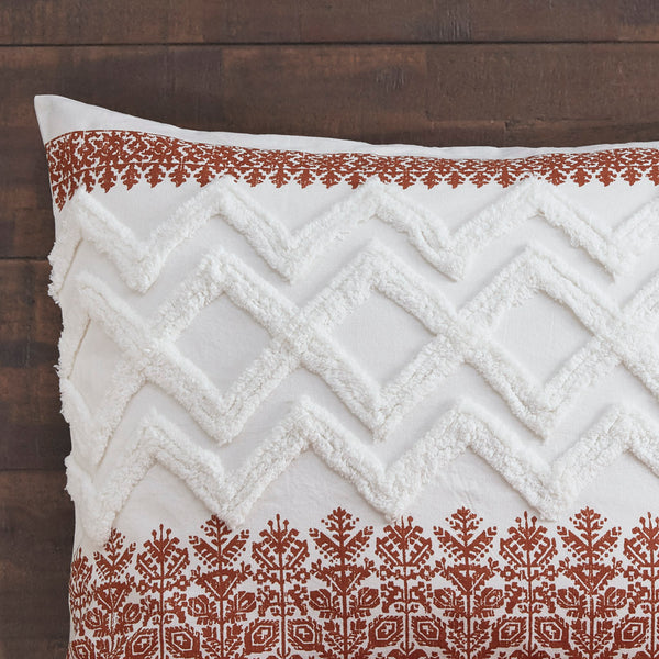 English Elm 3 Mila Cotton Comforter Set Auburn Chevron Chenille Tufting Full/Queen – Shabby Chic, OEKO-TEX Certified Comfort B035P148267