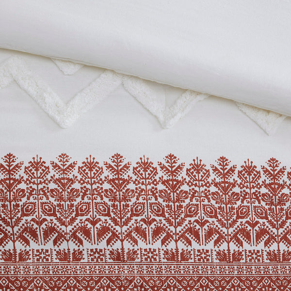 English Elm 3 Mila Cotton Comforter Set Auburn Chevron Chenille Tufting Full/Queen – Shabby Chic, OEKO-TEX Certified Comfort B035P148267