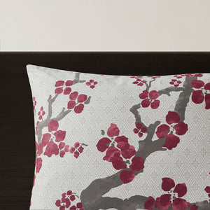 English Elm Duvet Natori Cherry Blossom 100% Cotton Sateen Mini Set Queen - Reversible Grey Percale, OEKO-TEX Certified B035129187