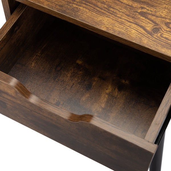 English Elm Set Sleek Two-Drawer Bedside Tables with Solid Wood Legs, Compact 16x12x28 in Storage for Bedroom Black W2181P144024