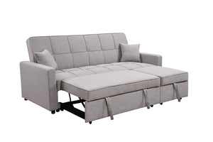 English Elm 83" Oversized Upholstered Sofa Bed with 3-Level Adjustable Backrest, Convertible 3-Seater Futon for Living Room Comfort and Sleep Light Gray W1417131916