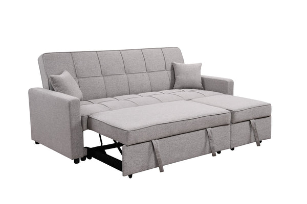 English Elm 83" Oversized Upholstered Sofa Bed with 3-Level Adjustable Backrest, Convertible 3-Seater Futon for Living Room Comfort and Sleep Light Gray W1417131916