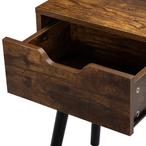 English Elm Set Sleek Two-Drawer Bedside Tables with Solid Wood Legs, Compact 16x12x28 in Storage for Bedroom Black W2181P144024