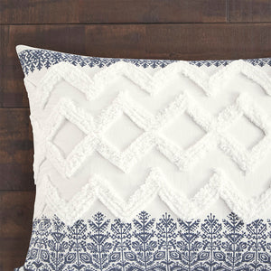English Elm 3 INK+IVY Mila Cotton Comforter Set King/Cal King Navy Botanical Chevron Chenille Tufted, OEKO‑TEX Certified B035128801