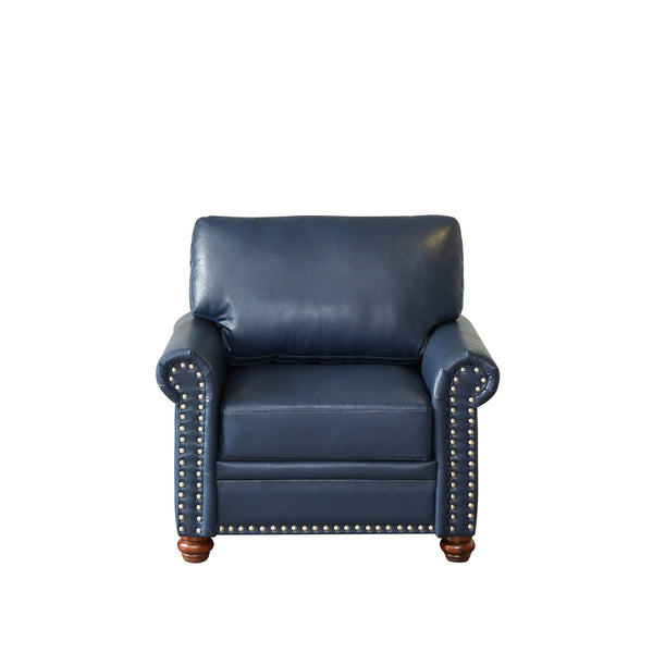 English Elm Living One Seat Sofa Chair with Faux Leather Upholstery, Solid Wood Frame and Comfortable Foam Cushion Navy Blue W1097125453