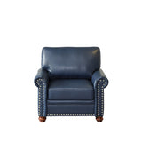 English Elm Living Room Sofa Single Seat Chair With Wood Leg Navy Blue Faux Leather