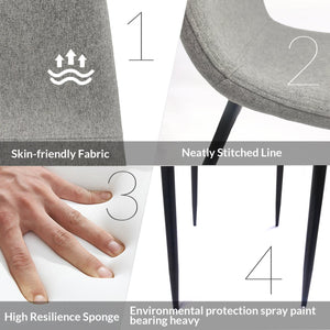 English Elm Dining Chairs Set Of 4 - Modern Spoon-Shaped Accent Chairs With Durable Black Metal Legs In Gray W2189131684